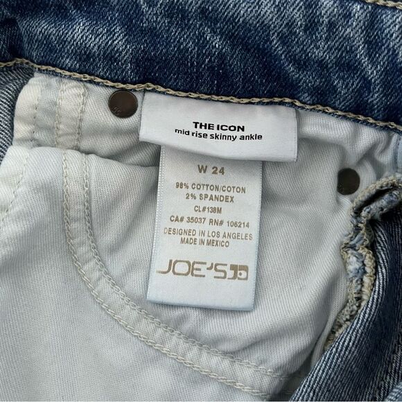 Joe's Jeans Bleach Dipped Icon Mid Rise Skinny Ankle Jeans, Size 24 NWOT - Picture 9 of 11